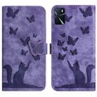 For OPPO A16/A16S/A54S/A53S/A55 Butterfly Cat Embossing Flip Leather Phone Case(Purple) - 1