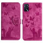 For OPPO A16/A16S/A54S/A53S/A55 Butterfly Cat Embossing Flip Leather Phone Case(Pink) - 1