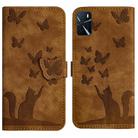 For OPPO A16/A16S/A54S/A53S/A55 Butterfly Cat Embossing Flip Leather Phone Case(Brown) - 1