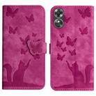 For OPPO A17 4G Butterfly Cat Embossing Flip Leather Phone Case(Pink) - 1