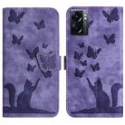 For OPPO A57 5G / A77 5G Butterfly Cat Embossing Flip Leather Phone Case(Purple) - 1