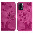 For OPPO A57 5G / A77 5G Butterfly Cat Embossing Flip Leather Phone Case(Pink) - 1