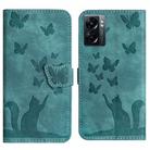 For OPPO A57 5G / A77 5G Butterfly Cat Embossing Flip Leather Phone Case(Wathet) - 1