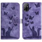 For OPPO A94 5G Butterfly Cat Embossing Flip Leather Phone Case(Purple) - 1