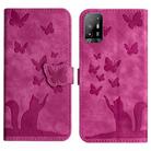 For OPPO A94 5G Butterfly Cat Embossing Flip Leather Phone Case(Pink) - 1