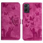 For OPPO A76 4G / A96 4G / Realme 9i Butterfly Cat Embossing Flip Leather Phone Case(Pink) - 1