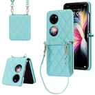For Huawei P50 Pocket Rhombic Texture Card Bag Phone Case with Dual Lanyard(Green) - 1