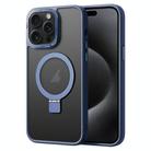 For iPhone 15 Pro Max Skin Feel MagSafe Magnetic Holder Phone Case(Dark Blue) - 1