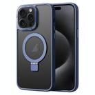 For iPhone 15 Pro Skin Feel MagSafe Magnetic Holder Phone Case(Dark Blue) - 1