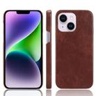 For iPhone 14 Plus Litchi Texture Back Cover Phone Case(Brown) - 1