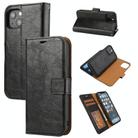 For iPhone 15 Plus Crazy Horse Texture Detachable Horizontal Flip PU Case(Black) - 1