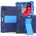 For iPad Pro 12.9 (2018) / (2020) Shockproof Two-Color Silicone Protective Tablet Case with Holder(Dark Blue+Blue) - 1