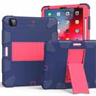 For iPad Pro 12.9 (2018) / (2020) Shockproof Two-Color Silicone Protective Tablet Case with Holder(Dark Blue+Rose Pink) - 1