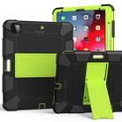 For iPad Pro 12.9 (2018) / (2020) Shockproof Two-Color Silicone Protective Tablet Case with Holder(Black+Green) - 1