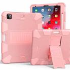 For iPad Pro 12.9 (2018) / (2020) Shockproof Two-Color Silicone Protective Tablet Case with Holder(Rose Gold) - 1