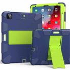 For iPad Pro 12.9 (2018) / (2020) Shockproof Two-Color Silicone Protective Tablet Case with Holder(Dark Blue+Green) - 1