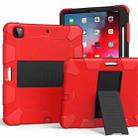 For iPad Pro 12.9 (2018) / (2020) Shockproof Two-Color Silicone Protective Tablet Case with Holder(Red+Black) - 1