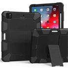 For iPad Pro 12.9 (2018) / (2020) Shockproof Two-Color Silicone Protective Tablet Case with Holder(Black) - 1