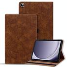 For Samsung Galaxy Tab A9 Calf Texture Embossed Leather Tablet Case(Brown) - 1