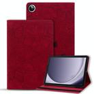 For Samsung Galaxy Tab A9 Calf Texture Embossed Leather Tablet Case(Red) - 1