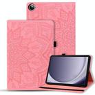 For Samsung Galaxy Tab A9 Calf Texture Embossed Leather Tablet Case(Pink) - 1