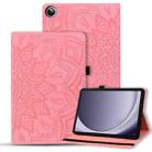 For Samsung Galaxy Tab A9 Calf Texture Embossed Leather Tablet Case(Pink) - 1