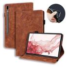 For Samsung Galaxy Tab S9 FE+ Calf Texture Embossed Leather Tablet Case(Brown) - 1