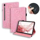 For Samsung Galaxy Tab S9 FE+ Calf Texture Embossed Leather Tablet Case(Pink) - 1