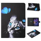 For Samsung Galaxy Tab A9 Colored Drawing Horizontal Flip PU Tablet Case with Sleep / Wake-up Function(Butterfly Cat) - 1