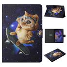 For Samsung Galaxy Tab A9+ Colored Drawing Horizontal Flip PU Tablet Case with Sleep / Wake-up Function(Skateboard Cat) - 1