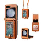 For Samsung Galaxy Z Flip4 ESEBLE Star Series Lanyard Holder Card Slot Phone Case(Brown) - 1