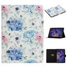 For Samsung Galaxy Tab A9+ Flower Pattern Horizontal Flip PU Tablet Case with Sleep / Wake-up Function(Blue Flower On White) - 1