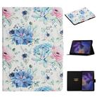For Samsung Galaxy Tab A9 Flower Pattern Horizontal Flip PU Tablet Case with Sleep / Wake-up Function(Blue Flower On White) - 1
