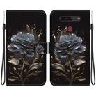 For LG K41s / K51s Crystal Texture Colored Drawing Leather Phone Case(Black Rose) - 1