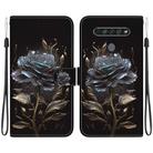 For LG K61 Crystal Texture Colored Drawing Leather Phone Case(Black Rose) - 1