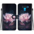 For LG K50 / Q60 Crystal Texture Colored Drawing Leather Phone Case(Purple Peony) - 1