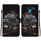 For LG K50 / Q60 Crystal Texture Colored Drawing Leather Phone Case(Black Rose) - 1