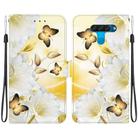 For LG K50 / Q60 Crystal Texture Colored Drawing Leather Phone Case(Gold Butterfly Epiphyllum) - 1