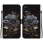 For LG K52 / K62 / Q52 Crystal Texture Colored Drawing Leather Phone Case(Black Rose) - 1