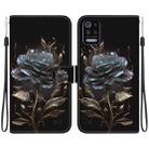 For LG K52 / K62 / Q52 Crystal Texture Colored Drawing Leather Phone Case(Black Rose) - 1