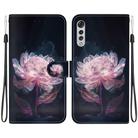 For LG Velvet / G9 Crystal Texture Colored Drawing Leather Phone Case(Purple Peony) - 1