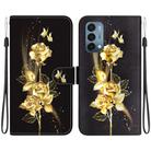For OnePlus Nord N200 5G Crystal Texture Colored Drawing Leather Phone Case(Gold Butterfly Rose) - 1
