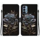 For OnePlus Nord N200 5G Crystal Texture Colored Drawing Leather Phone Case(Black Rose) - 1