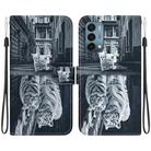 For OnePlus Nord N200 5G Crystal Texture Colored Drawing Leather Phone Case(Cat Tiger Reflection) - 1