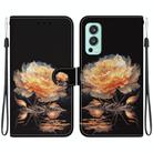 For OnePlus Nord 2 5G Crystal Texture Colored Drawing Leather Phone Case(Gold Peony) - 1