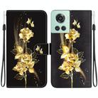 For OnePlus 10R / Ace Crystal Texture Colored Drawing Leather Phone Case(Gold Butterfly Rose) - 1