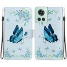 For OnePlus 10R / Ace Crystal Texture Colored Drawing Leather Phone Case(Blue Pansies) - 1
