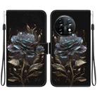 For OnePlus 11 Crystal Texture Colored Drawing Leather Phone Case(Black Rose) - 1