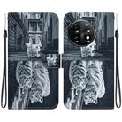 For OnePlus 11 Crystal Texture Colored Drawing Leather Phone Case(Cat Tiger Reflection) - 1