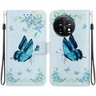 For OnePlus 11 Crystal Texture Colored Drawing Leather Phone Case(Blue Pansies) - 1